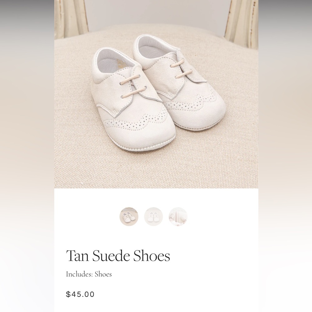 Baby Beau and Belle tan suede baby shoes